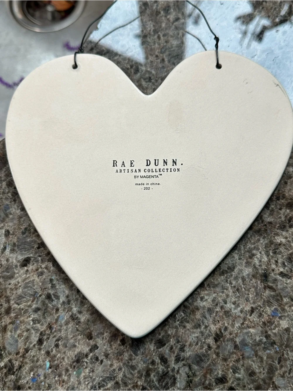 Rae Dunn White Heart Wall Sign with Black Lettering